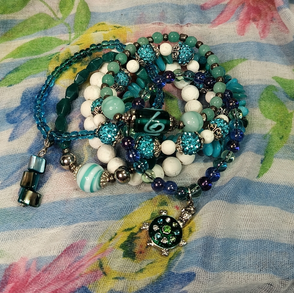 Handmade Multicolor Beaded Bracelet 7pcs Set